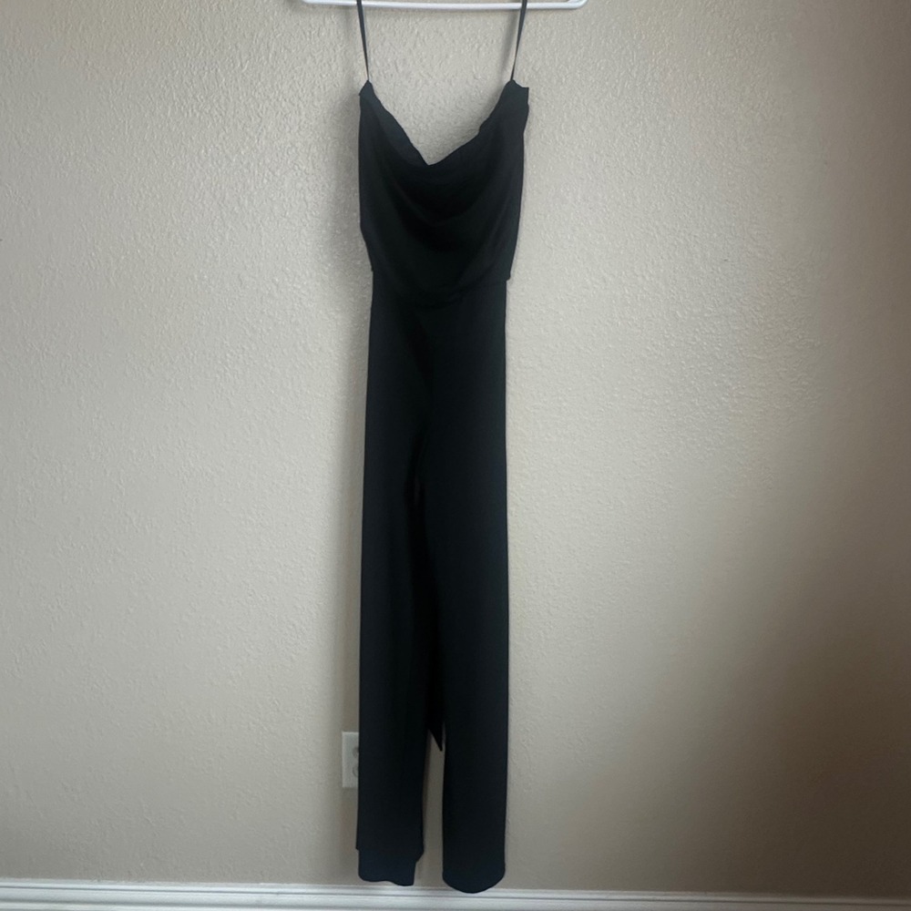 White House Black Market Cocktail Strapless Jumpsuit Wide Leg‎ Black Size S NWOT